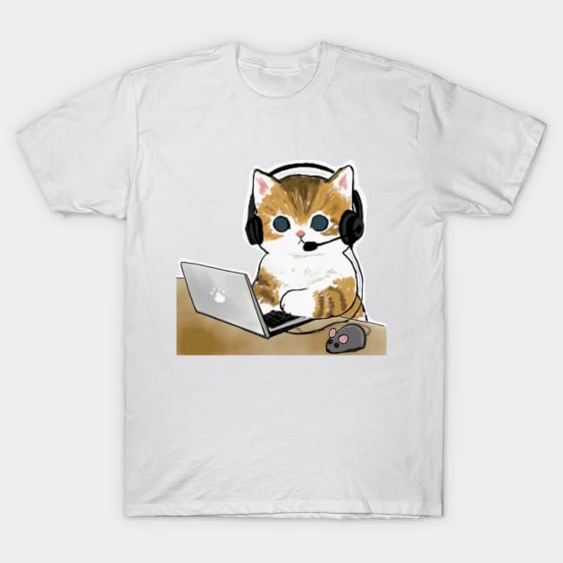 Dont Worry Im From Tech Support Mofu Sand Cat T-Shirt by BRAINWASH